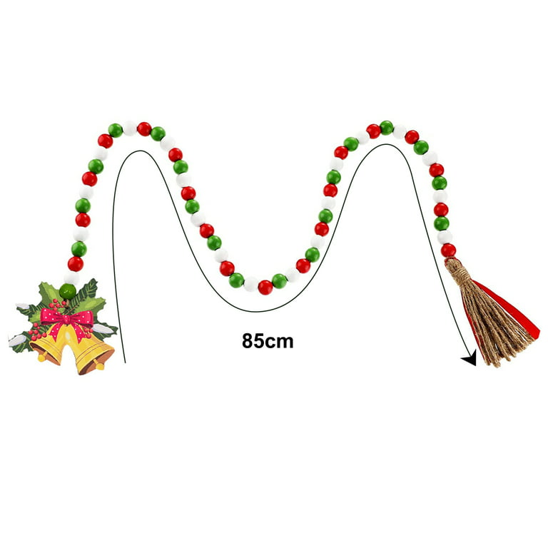 kiskick Christmas Wood Beads Garland with Tassel: Classical Green and Red  Bead Garland Hanging Pendants for Christmas Tree Holiday Home Decor and  Beauty 
