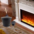 thumbnail image 1 of Cubo De Cenizas Negro Con Tapa, De Hierro, Para Chimenea, Estufa De Leña De Interior, 1 of 8
