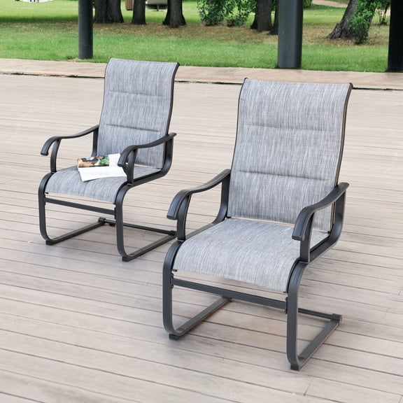 Nuu Garden Patio Dining Chairs Set of 2, Outdoor Patio Chairs High Back, All Weather Breathable Textilene, Gray