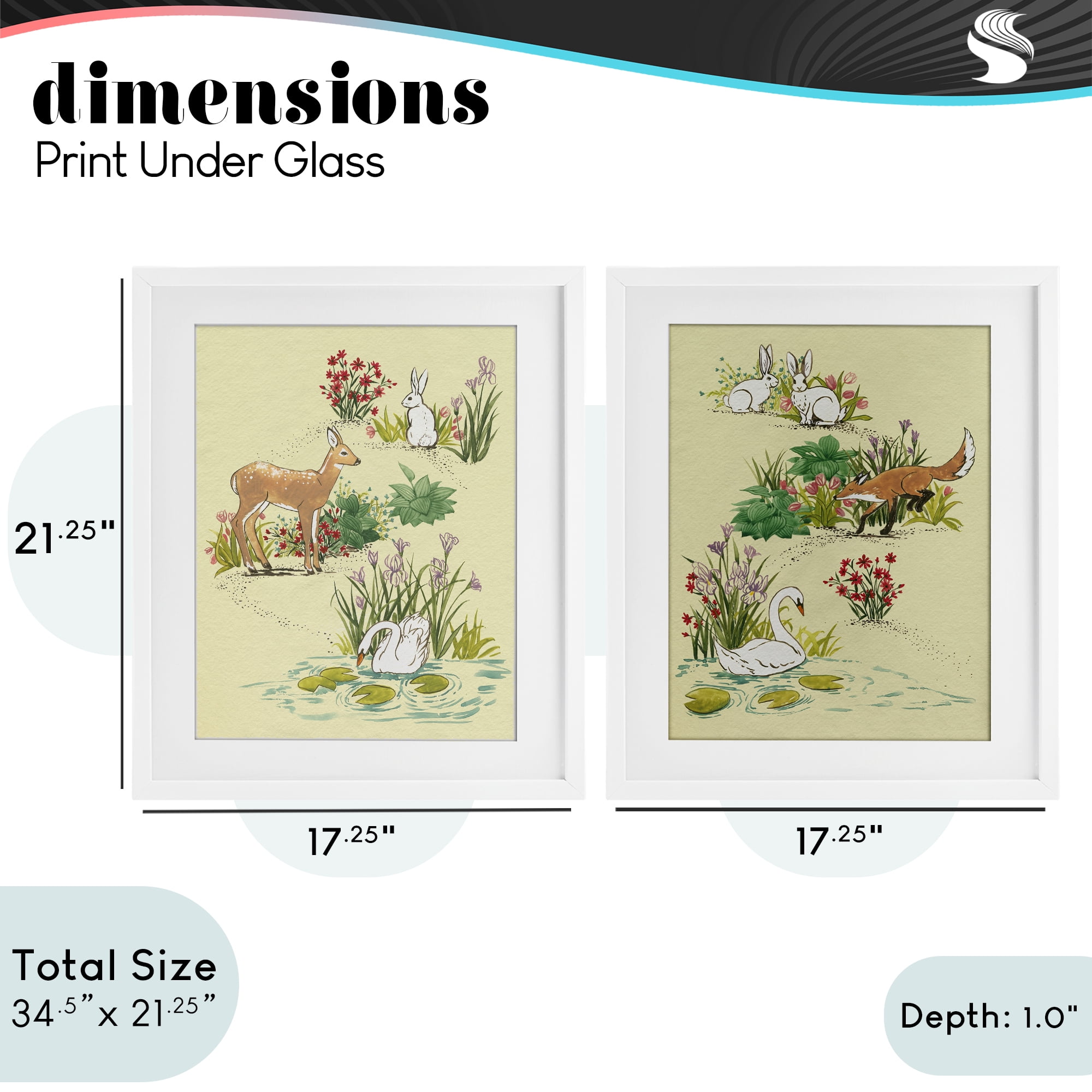 Stupell Industries Spring Animals in Nature 2 Piece White Framed Print Under Glass Set, design by Grace Popp