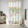 thumbnail image 6 of No Hook Shower Curtain, Easter Shower Curtains for Bathroom with See Through Top Window, Spring Rabbit Eggs Eucalyptus Leaves Floral Wood Waterproof & Washable Bath Curtain Small Stall 36"x78", 6 of 9