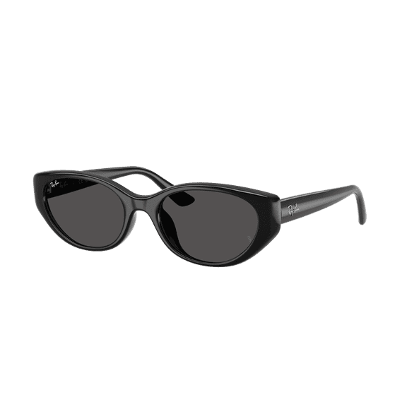 RAY-BAN RB4457D RB4457D BIO-BASED Square-Round Shape Sunglasses Polished Black Frame | Dark Grey Lens 55mm