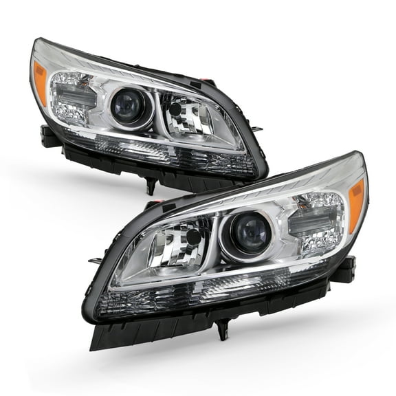 AKKON - Fits 2013-2015 Chevy Malibu 2016 Malibu Limited Eco LT LTZ [Projector Style] Halogen Chrome Headlights Pair Left Right