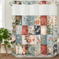 thumbnail image 3 of Spring Floral No Hook Shower Curtain Waterproof,Bathroom Curtains with Snap in Liners and See Through Top Window,Elegant Summer Botanical Farmhouse Plaid Hotel Style Bathtub Curtains Shower 66"Wx72"L, 3 of 8