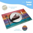 thumbnail image 3 of BaHomeck placemats Set of 4 rectangle Linen Cotton Placemats for Dining Table Washable Heat Resistant,18*12inch,Wall Made Of Reclaimed Wood With Rainbow Color, 3 of 4