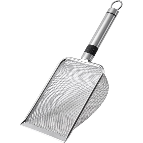 Stainless Steel Cat Litter Scoop with Quick Sifting Mesh, Durable Metal Kitty Litter Scooper with Comfortable Handle & Hanging Hole, Rust-Resistant Non-Stick Pet Litter Shovel