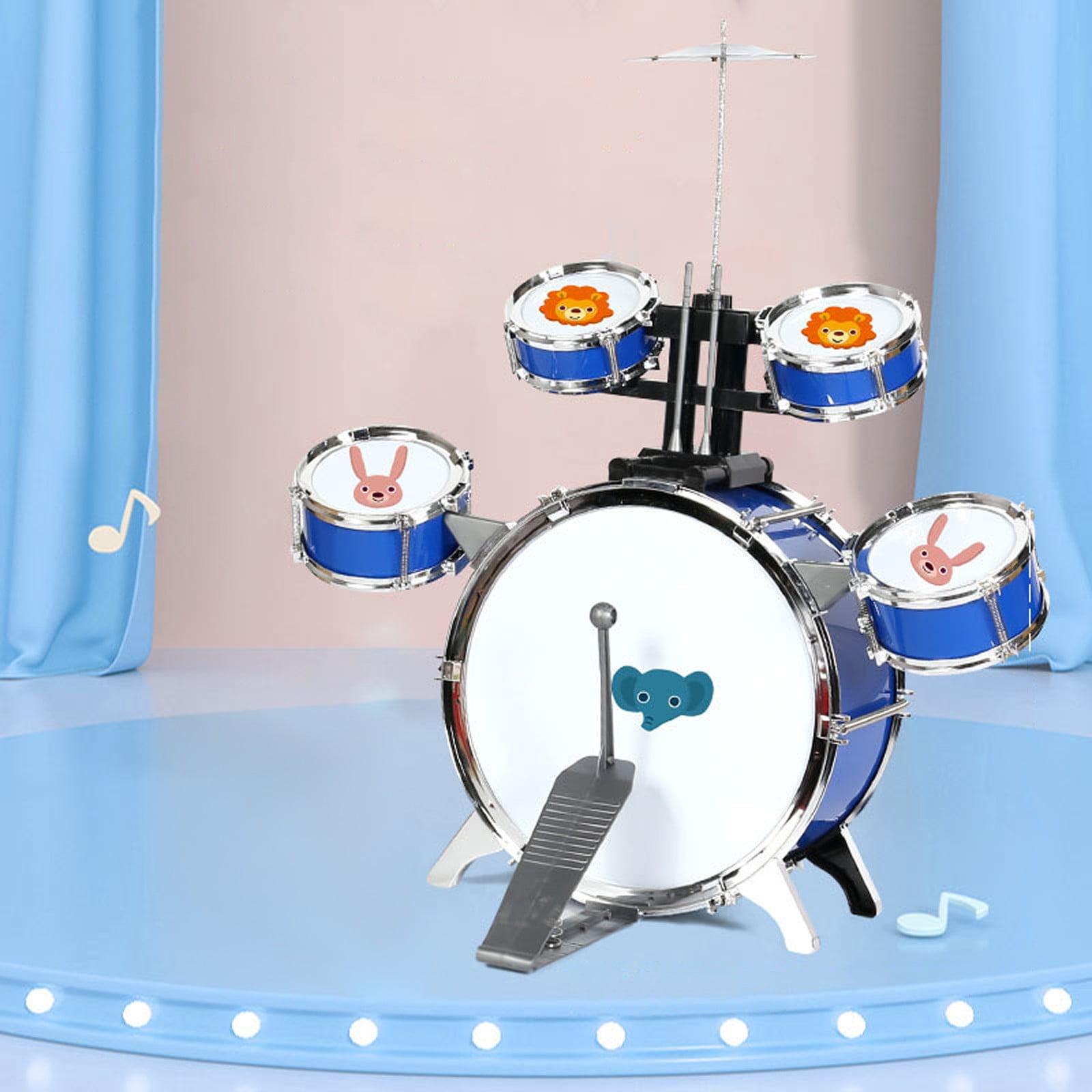 Mini 5-Piece Drum Set with Cymbal, Complete Percussion Kit with Stand and Sticks for 3+ Years
