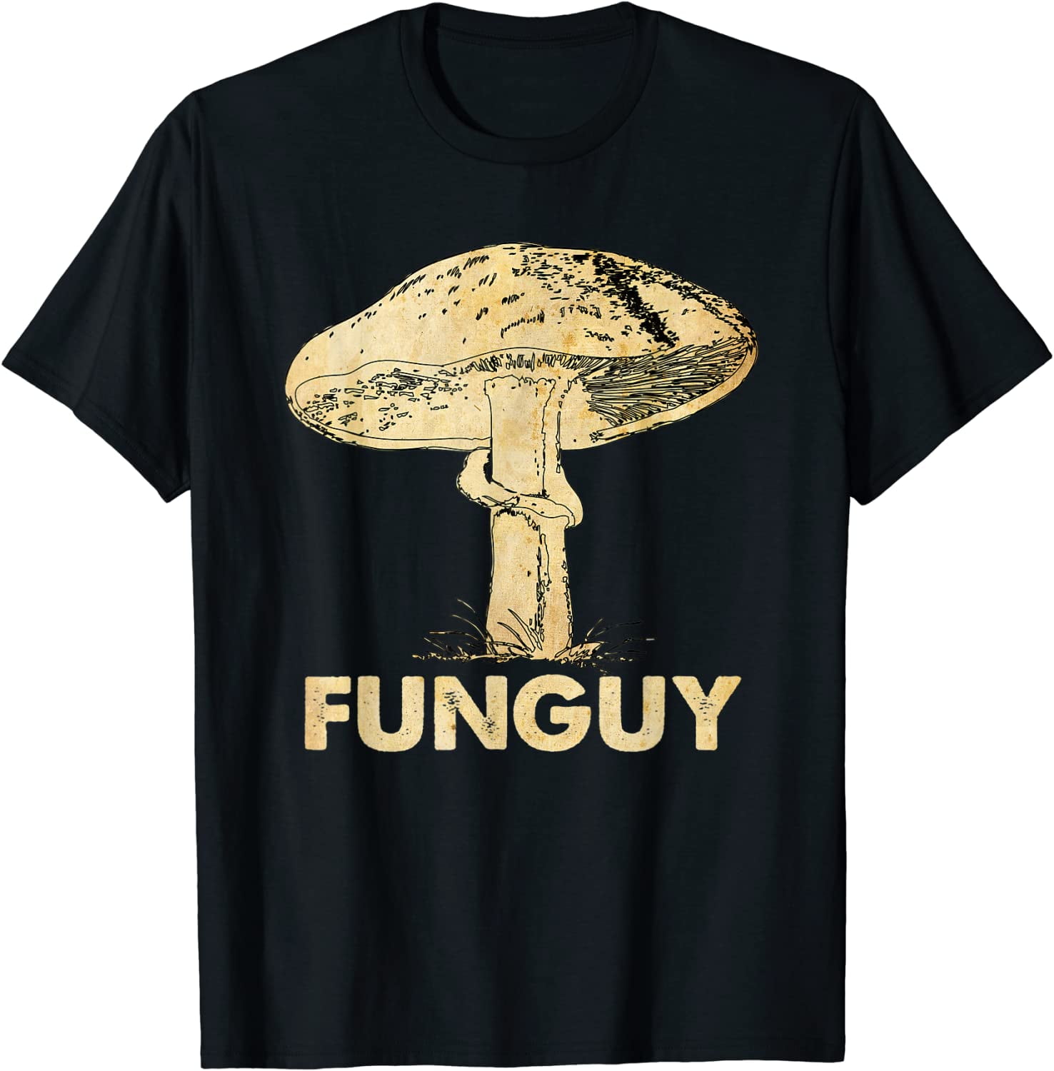 Funguy Funny Fungi Fungus Mushroom Men Funny Guy Vintage T-Shirt ...