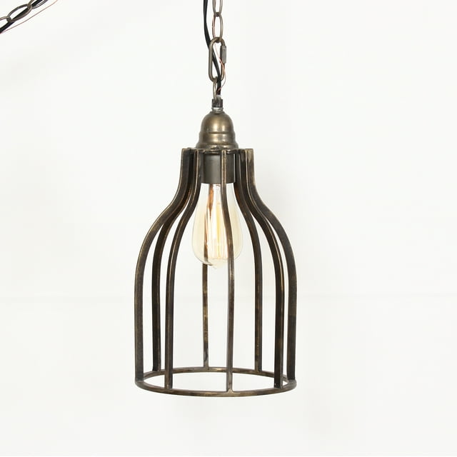 Suspension en Forme de Cage Cylindrique de Couleur Bronze