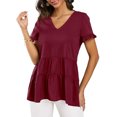 thumbnail image 1 of Blusas de Manga corta NikouMX Tops Peplum Casuales para Mujer Babydoll de Verano, 1 of 6