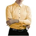 thumbnail image 4 of WTXUE Button-Up Shirts Long Sleeve, Notch Neck Shirts for Men Non Ironing Elastic Shirt Lapel Button Shirt Solid | Workwear for Men Gold XXL, 4 of 4