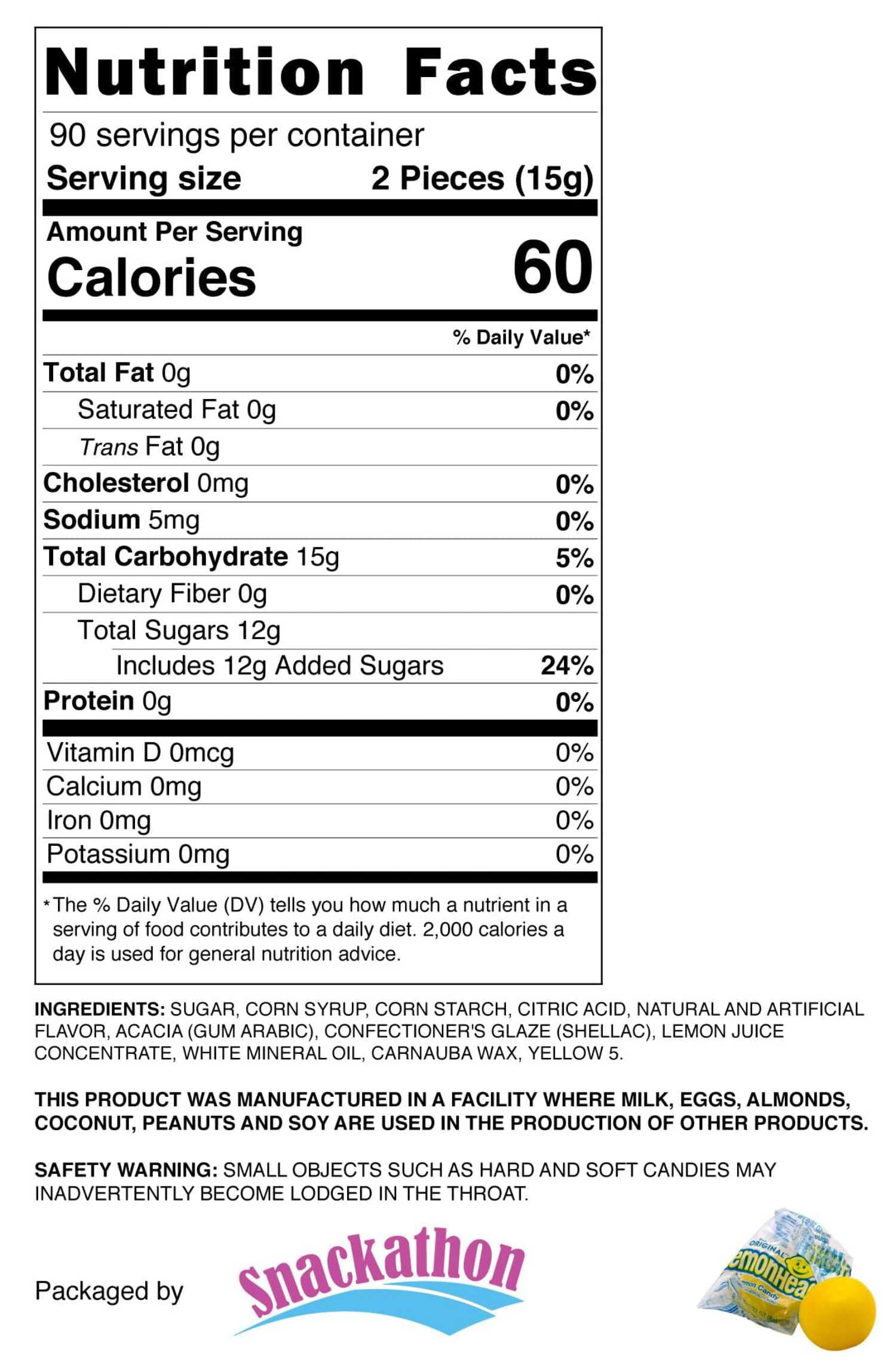 Lemonhead Original Lemon Hard Candy, Individually Wrapped Bulk Bag, 3 Pound
