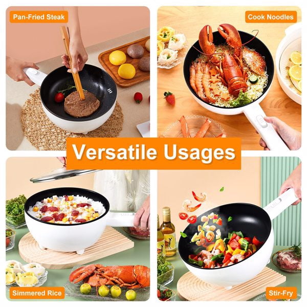 imerelez 3L Electric Multi-Cooker, Non-Stick Hot Pot with Steamer & Dual Power, 1000W Overheat Protection for Dorm