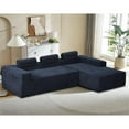 thumbnail image 3 of Deep Couch Sleeper Sectional Sofa 108" Chenille Wide Couch with Chaise Blue, 3 of 9