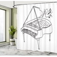 thumbnail image 4 of Ambesonne Music Note Shower Curtain, Monochrome Piano Drawing, 69"Wx75"L, Charcoal Grey and White, 4 of 4
