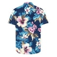 thumbnail image 4 of Njoeus Mens Hawaiian Shirts Short Sleeve Button Up Shirts - Novelty Floral Graphic T-Shirt Comfortable Casual Summer Beach Shirts - Big & Tall Sizes 3X 4X 5X Summer Savings Blue, 4 of 5