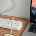 thumbnail image 5 of Hyper Tough Surge Protector Power Strip with USB-A, USB-C, 8 Outlets, 10ft Extension Cord, White, 5 of 10