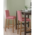 thumbnail image 2 of Farmhouse Buffalo Plaid Bar Stool Covers Set of 2, Red White Checkered Stretch Washable Bar Chair Covers with Backs, Removable Pub Counter Height Chair Cover for Kitchen Dining Room Cafe, 2 of 7