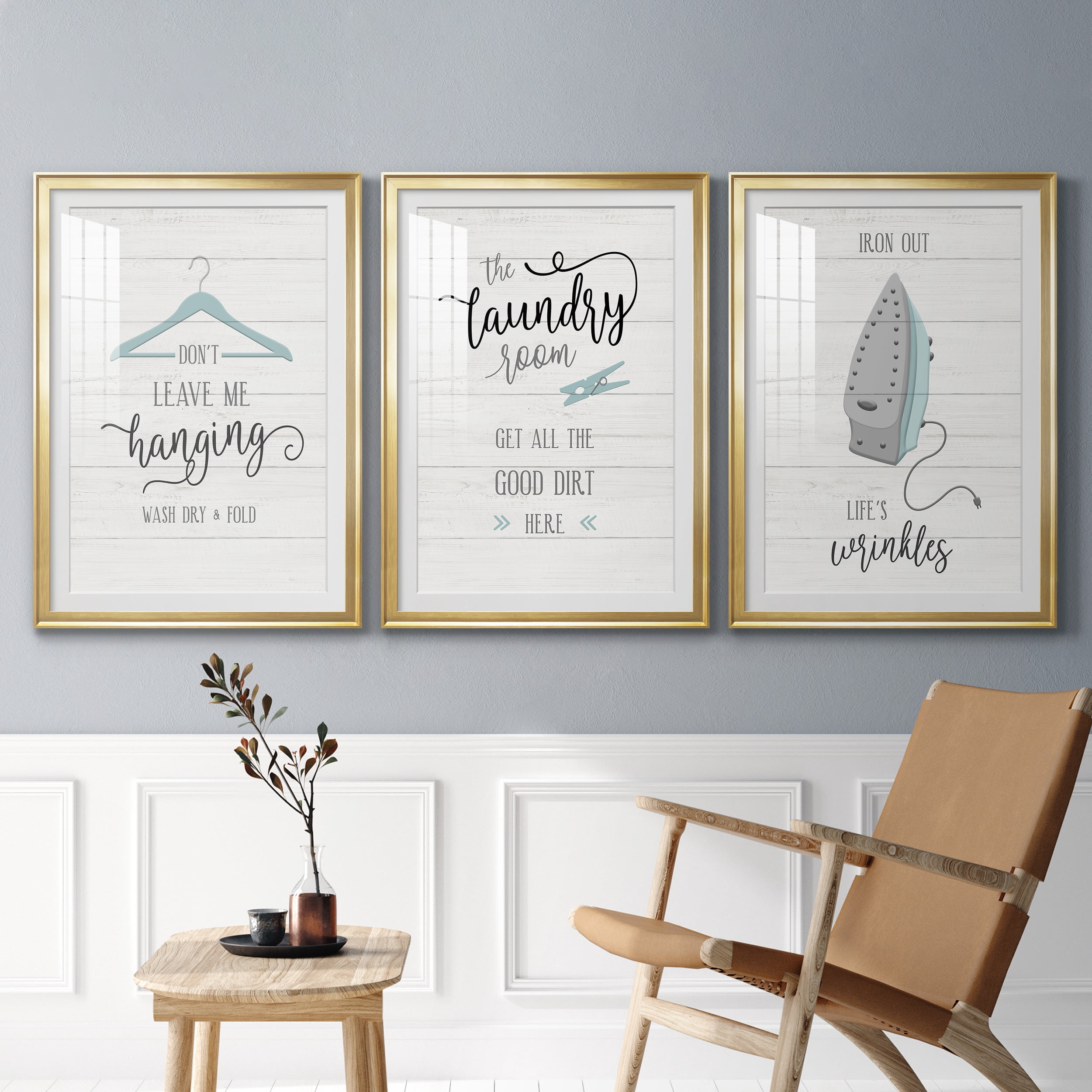 Don't Leave Premium Framed Prints Set of 3 - Ready to Hang - 26.5 x 36.5 Each - Gold Frame