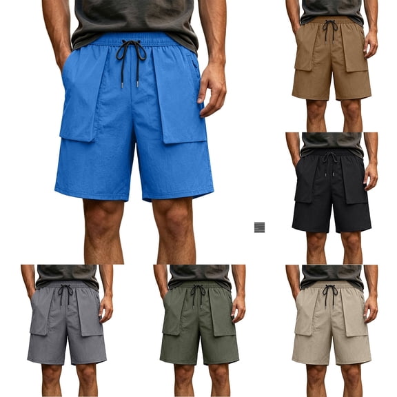 EOYWHK Men Shorts Athletic Quick Dry with Pockets Elastic Waist Athletic Shorts for Men Soft Lightweight Breathable Casual Activewear for Black, Size L