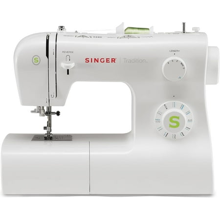 White Heavy-Duty Sewing Machine with Automatic Needle Threader, 97 Built-in Stitch Patterns, 1-Step Buttonhole, Adjustable Stitch Length & Width, Durable Metal Frame