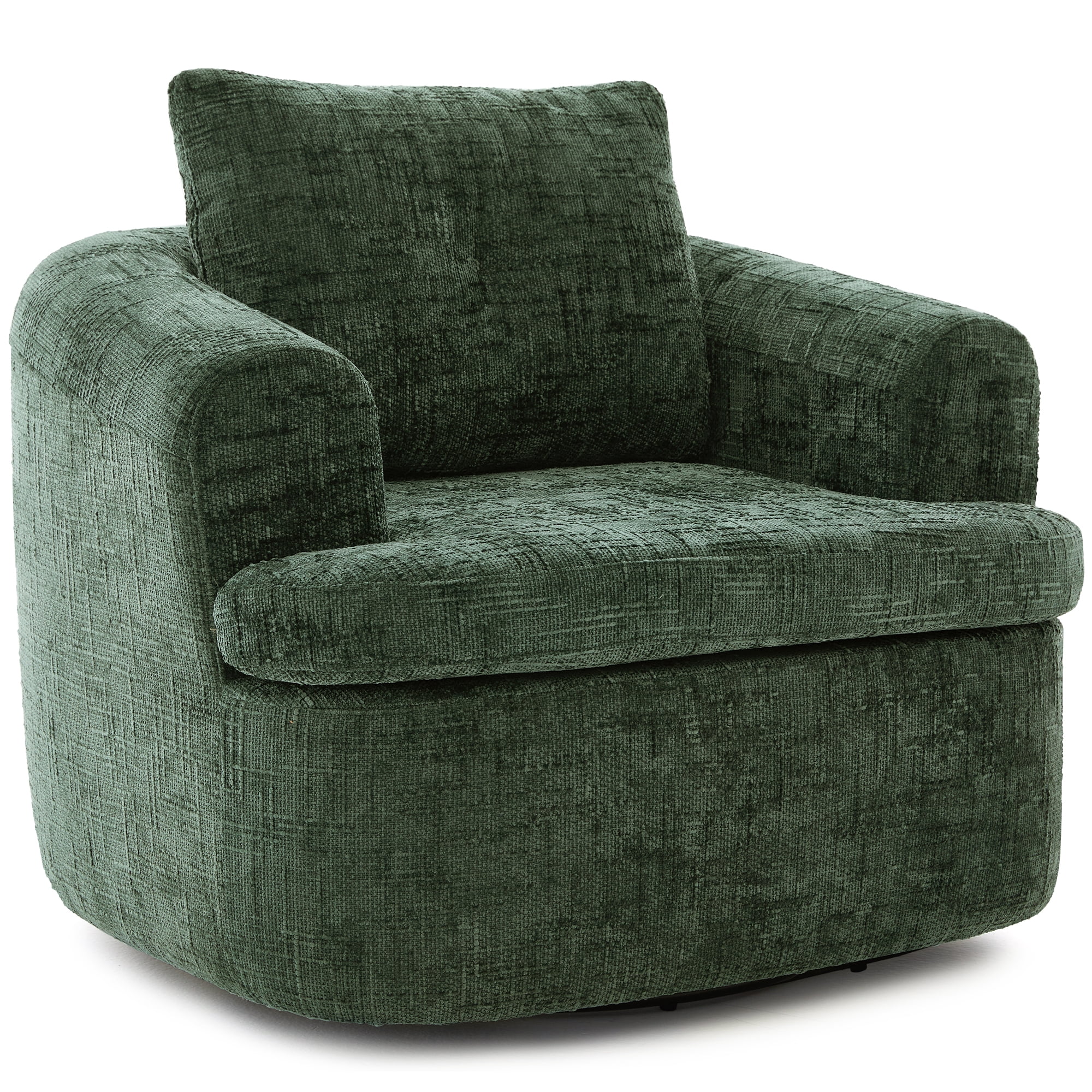 Euroco 360° Swivel Sofa Chair Accent Barrel Chair 36.6" Swivel Round Chair with Dual-layer Cushion Design for Living Room, Bedroom, Office and Hotel, Green