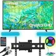 Samsung UN43CU8000 43 inch Crystal UHD 4K Smart TV (2023) Bundle with Monster TV Full Motion Wall Mount for 32"-70" with 6 Piece Sound Reactive Lighting Kit