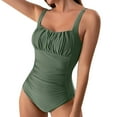 thumbnail image 2 of snowsong Swim Suits for Women One Piece Swimsuit Women Women's Pleated Suspender Fashionable Swimsuit Tankini Swimsuits Bathing Suit Tummy Control Swimsuits Modest Swimsuits for Women Green XXL, 2 of 6
