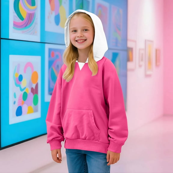 Delliss Girls Long Sleeve Pullover Hoodies 2-15 Years All Season Hooded Sweatshirt Swim Fishing Shirt Graphic Tops