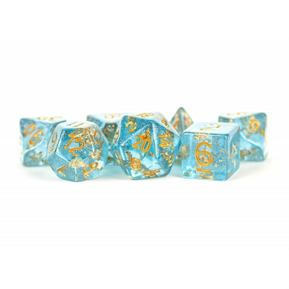 Foil Dice: Blue w/Gold Foil 16mm Poly Dice Set