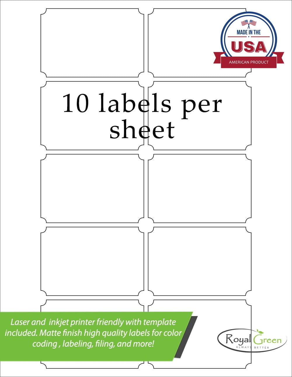 Printable Sticker Paper Label for Laser and Inkjet Printers with Template Included Name Labels 2 x 3 inches – 500 Pack (50 Full Sheets)