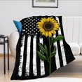 thumbnail image 2 of Sunflower and American Flag Throw Blanket Gifts for Women Flannel Fleece Fuzzy Blankets Soft Warm Cozy for Bed Couch Sofa Living Room Decor for Kids 50"x40", 2 of 6