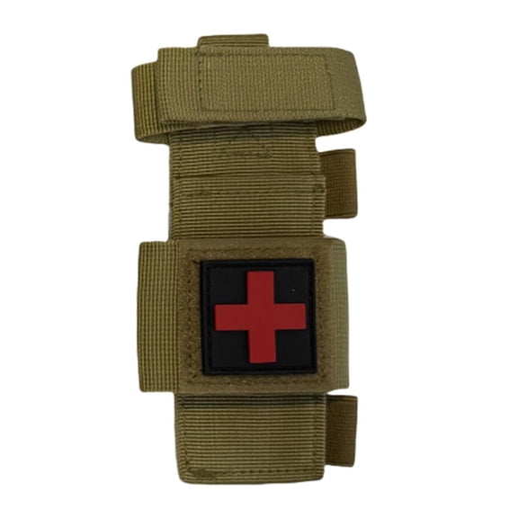 Khaki EDC Tourniquet Pouch, Portable First Aid Kit Bag with Scissors & Pen Holder, Outdoor Emergency Gear for Hiking, Camping, Travel