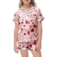 thumbnail image 4 of Pyjama pour Filles, Manches Courtes, Ensemble avec Imprimé Cœur, Doux et Décontracté pour l'Été, 4 of 4