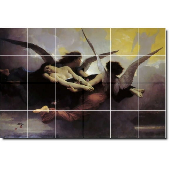 Ceramic Tile Mural-William Bouguereau Angels Custom Tile Mural 6. 36" w x 24" h using (24) 6 x 6 ceramic tiles