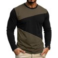 thumbnail image 6 of GrmtClth Men Loose Fit Long Sleeve Crew Neck Shirts, Diagonal Contrast Panel Lightweight Daily Wear Basic Tops Army Green S, 6 of 7
