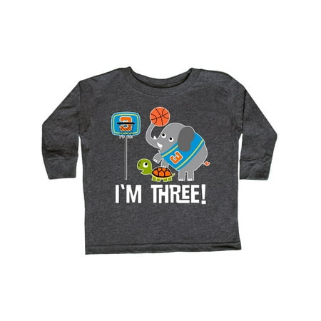 

Inktastic Basketball 3rd Birthday For Three Year Old Gift Toddler Boy Girl Long Sleeve T-Shirt
