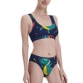thumbnail image 2 of Daiia Dinosau Space Explorer printed 2 piece Swimsuit Bikinis for Women High Waisted Racerback Bathing Suits Summer Tummy Control Scoop Neck Swimwear-Large, 2 of 8