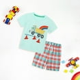 thumbnail image 5 of EnJoCho Clothes Twin Boys Summer Children's Short Sleeved Shorts Two Piece Knitted Cotton Cartoon Cute Car Rainbow Animal Pattern Children's Suit 6-7 Years, 5 of 8