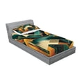thumbnail image 2 of Ambesonne Mid Century Modern Fitted Sheet & Pillow Sham Set, Lake Mountains, Twinxl, Ginger Dark Teal, 2 of 2