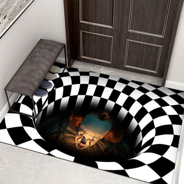 3D Halloween Sewer Manhole Cover Horror Home Doormat Carpet Clown Trap Visual Carpet Living Room Floor Mat Halloween DecorationDGERMANY He Qiyong unisex