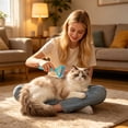 thumbnail image 2 of FEOLGEHLY Pet Dematting Comb for Dogs Cats - Undercoat Rake Deshedding Brush with Stainless Steel Rounded Tips, Non-Slip Handle, Gentle Grooming Tool for Long Short Hair Breeds (Blue), 2 of 7