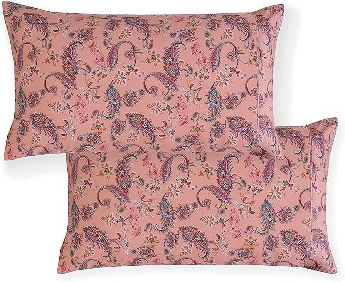 Elegant Comfort Luxury 1500 Series Soft Bed Sheets Paisley Pattern - Wrinkle & Fade Resistant, 6-Piece Set, King, Paisley Coral