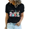 thumbnail image 2 of TrendVibe365 Easter Womens Shirts Short Sleeve Easter Eggs Bunny Rabbit Floral Heart Coffee Holiday Gifts Tees Round Neck Tops Short Sleeve Shirts Loose Fit Groovy Party Blouse Clothes Black S(US=4), 2 of 7
