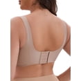 thumbnail image 3 of INSPIRE CHIC Women's Mesh Wireless Push Up Minimizers Wide Straps V-Neck Lightweight Breathable Seamless Soft Bras M Light Brown, 3 of 4