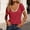 Red, variant on Olyvenn Women's Gold Trim V-Neck Short Sleeve Top, Solid Color with Metallic Trim, Casual Loose Fit, Everyday Fashion T-Shirt for Ladies Black M