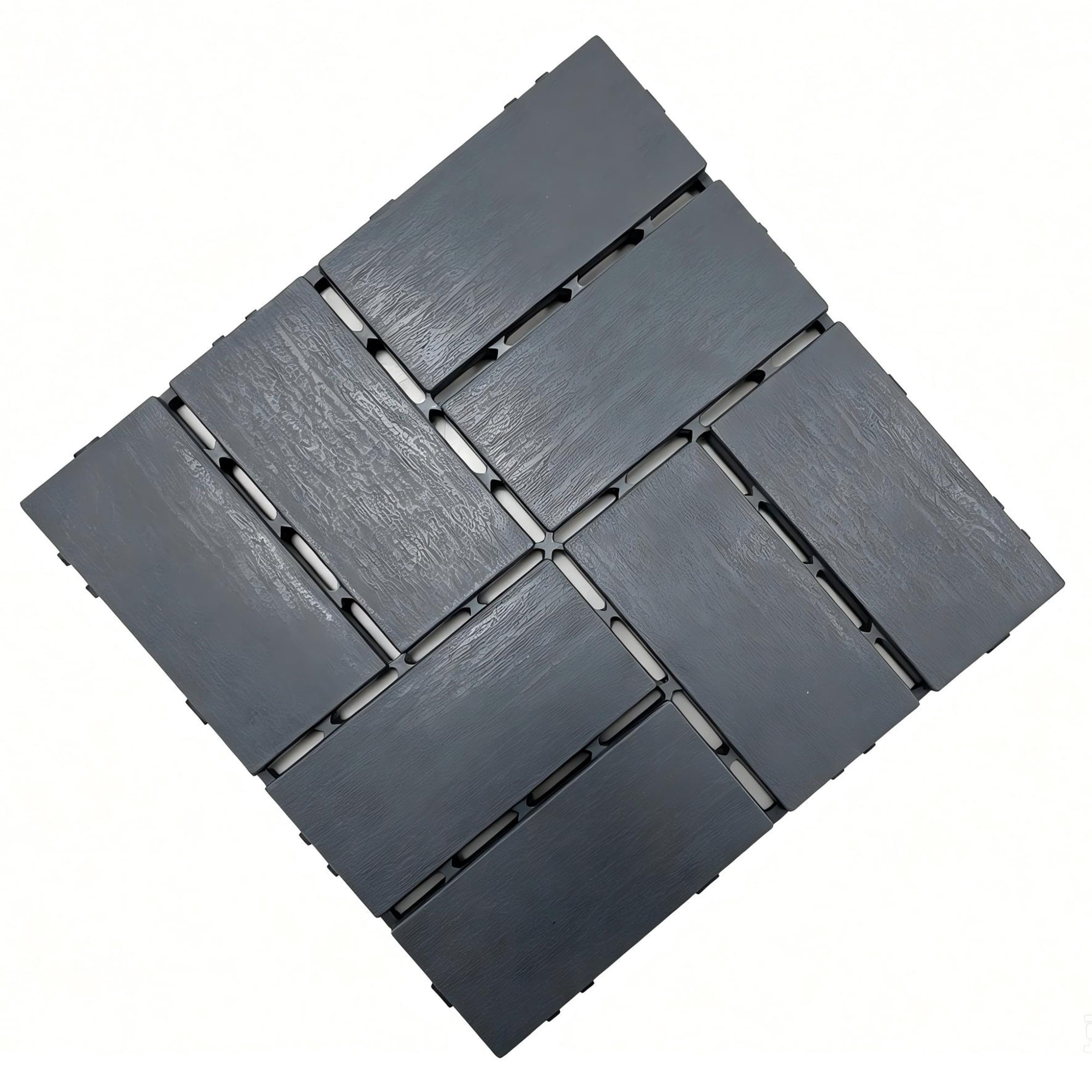 Interlocking Deck Tiles 44-Pack 12x12 Inch, Waterproof Patio Flooring and Snap Together Decking Tiles with Non-Slip Surface for Poolside Porch Garden, Gray
