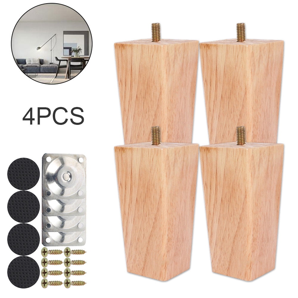 4 x WOODEN FURNITURE FEET/LEGS FOR SOFA STOOLS CHEST- M8 / M10 / PLATE CHAIRS 