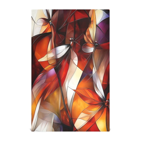 Abstract Dragonflies Decorative Waffle Towel Kitchen Dishcloth 28x18in Multi-Use Tea Towel
