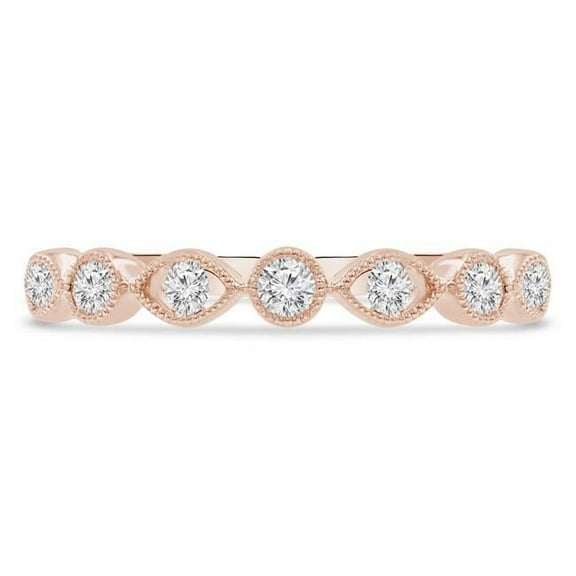 Majesty Diamonds MDR210149-3.5 0.25 CTW Round Diamond Vintage Semi-Eternity Wedding Band Ring in 14K Rose Gold - Size 3.5
